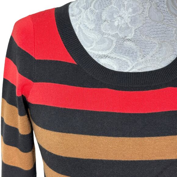 W by Worth Color Block Striped Scoop Neck Sweater Women Small Pop of Color - Picture 6 of 8